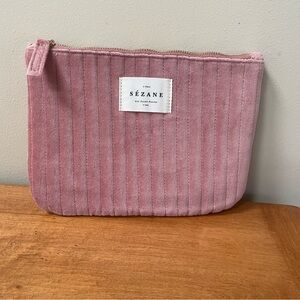 Sezane Velvet Clutch or Makeup Bag, rare dusty rose color, brand new